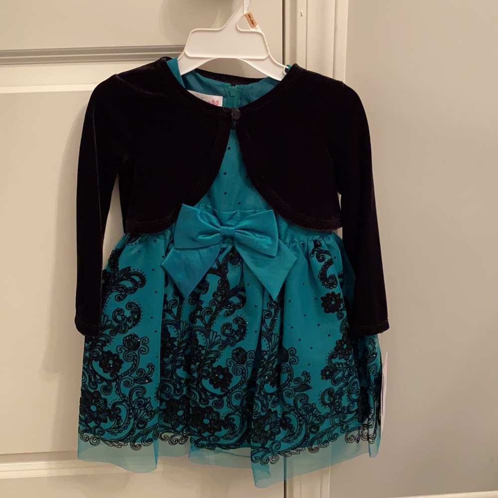 NWT Bonnie Jean 2T sparkle mesh/velvet dress
